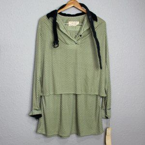 Miss O by Oscar De La Renta Green Polka Dot Two Piece Set with Belt NWT